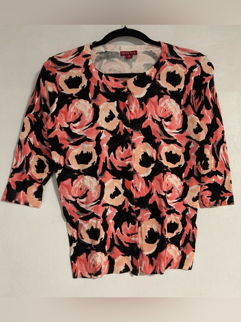 Merona Cardigan Sweater Womens XS Multi Floral Button Down Stretch Casual Knit - Picture 12 of 16
